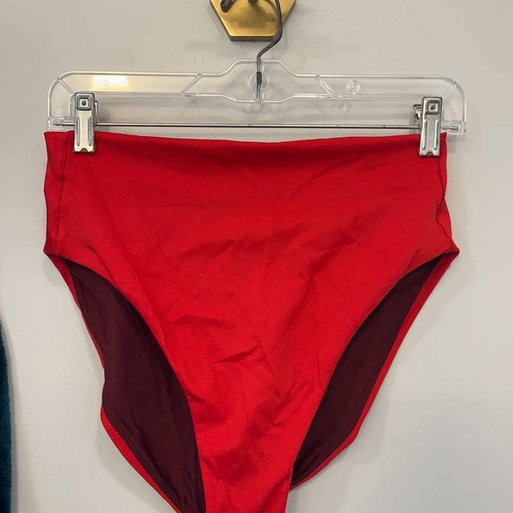 Left On Friday Red High-Waist Bikini Bottom